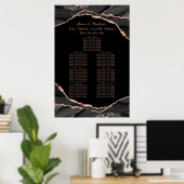 Poster Plan de table de mariage Black Rose Gold Agate (Bureau à domicile)