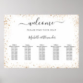 Poster Plan de table de mariage blanc paillettes d'or (Devant)