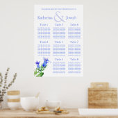 Poster Plan de table de Mariage bleu 1-8 (Cuisine)