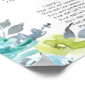 Poster Plan de table de mariage bleu clair jaune vert (Coin)