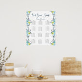 Poster Plan de table de mariage bleu clair jaune vert (Cuisine)