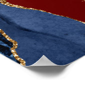 Poster Plan de table de mariage bleu marine or agate bord (Coin)