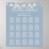 Poster Plan de table de mariage bleu poussiéreux avec gui (Devant)