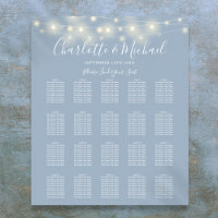 Plan de table de mariage bleu poussiéreux avec gui