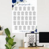 Poster Plan de table de mariage bohème bleu 28 tables ave (Bureau à domicile)