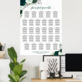 Poster Plan de table de mariage bohème émeraude 28 tables (Bureau à domicile)
