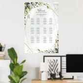 Poster Plan de table de mariage bohème eucalyptus or sage (Bureau à domicile)