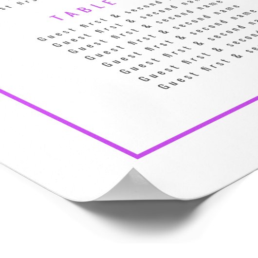 Poster Plan de table de mariage Bougainville pourpre 16 p (Coin)