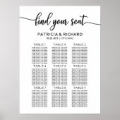 Poster Plan de table de mariage calligraphie élégante (Devant)