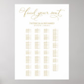 Poster Plan de table de mariage calligraphié en or (Devant)