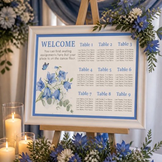 Poster Plan de table de mariage Campanule bleue