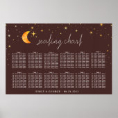 Poster Plan de table de mariage céleste vintage soleil lu (Devant)