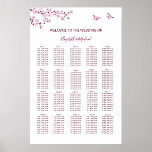 Poster Plan de table de mariage Cerisier en fleurs