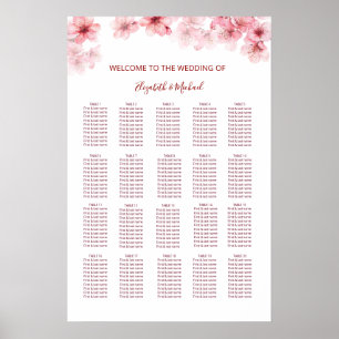 Poster Plan de table de mariage Cerisier en fleurs