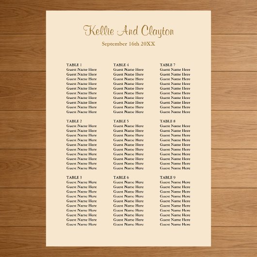 Poster Plan de table de mariage Champagne 90