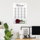 Poster Plan de table de mariage chic 16 tables rose borde (Bureau à domicile)