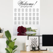 Poster Plan de table de mariage chic bordeaux Rose 28 (Bureau à domicile)