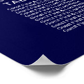Poster Plan de table de mariage chic calligraphie bleu ma (Coin)