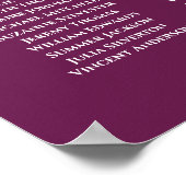 Poster Plan de table de mariage chic magenta prune 10 (Coin)