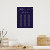 Poster Plan de table de mariage chic or bleu marine 9 tab (Cuisine)