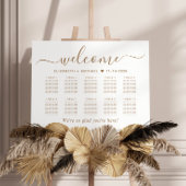 Poster Plan de table de mariage chic or script 10 tables