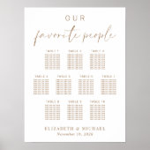 Poster Plan de table de mariage chic or script 10 tables (Devant)