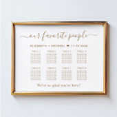 Poster Plan de table de mariage chic or script 8 tables