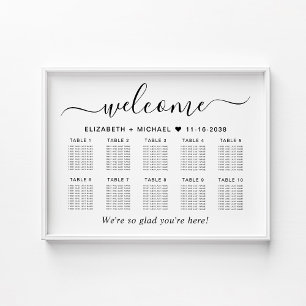 Poster Plan de table de mariage chic pour 10 tables