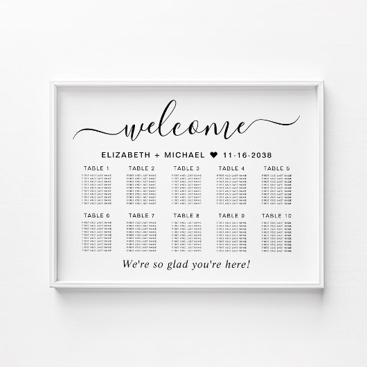 Poster Plan de table de mariage chic pour 10 tables