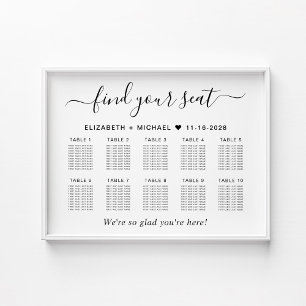 Poster Plan de table de mariage chic pour 10 tables