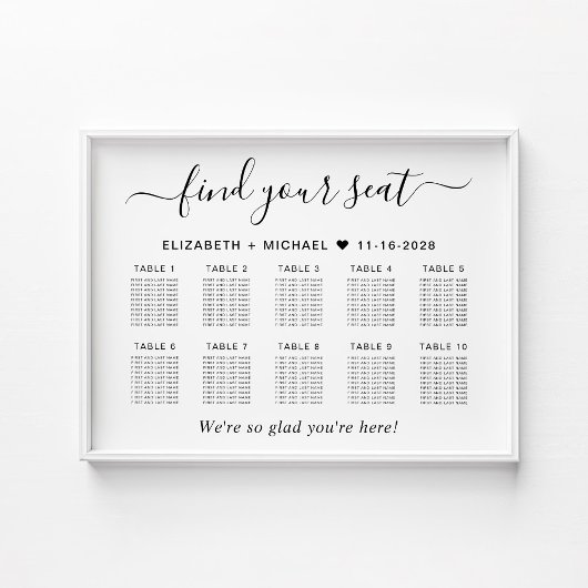 Poster Plan de table de mariage chic pour 10 tables