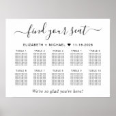 Poster Plan de table de mariage chic pour 10 tables (Devant)