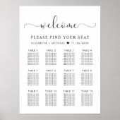 Poster Plan de table de mariage chic pour 12 tables (Devant)