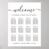 Poster Plan de table de mariage chic pour 12 tables (Devant)