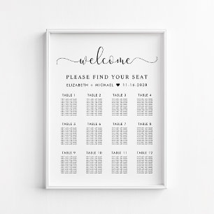 Poster Plan de table de mariage chic pour 12 tables