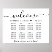 Poster Plan de table de mariage chic pour 8 tables (Devant)