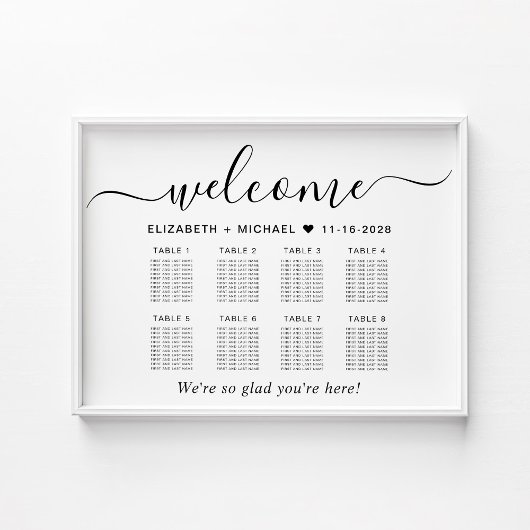 Poster Plan de table de mariage chic pour 8 tables