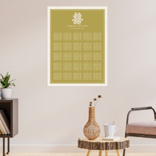 Poster Plan de table de mariage chinois 囍 Fleurs élégante