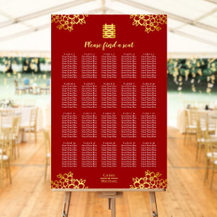 Poster Plan de table de mariage chinois moderne floral ro