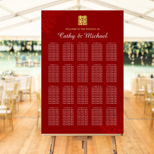 Poster Plan de table de mariage chinois moderne floral ro