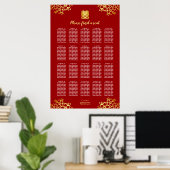 Poster Plan de table de mariage chinois moderne floral ro (Bureau à domicile)