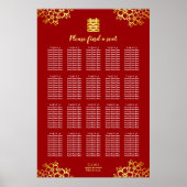 Poster Plan de table de mariage chinois moderne floral ro (Devant)