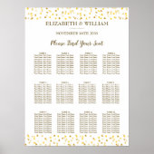 Poster Plan de table de mariage Cœurs dorés (Devant)