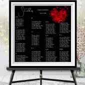 Poster Plan de table de mariage Cœurs rouges et roses
