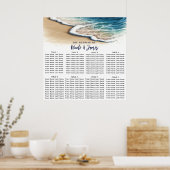 Poster Plan de table de mariage côtier avec vagues océani (Cuisine)