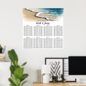 Poster Plan de table de mariage côtier avec vagues océani (Bureau à domicile)