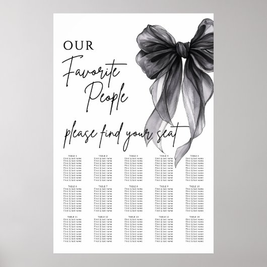 Poster Plan de table de mariage de nos personnes préférée (Devant)