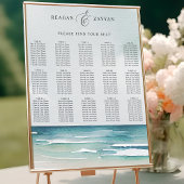 Poster Plan de table de mariage d'été à la plage à l'aqua