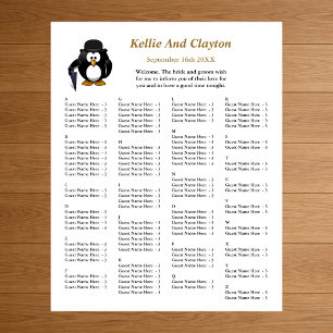 Poster Plan de table de mariage drôle avec manchots accue