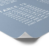 Poster Plan de table de mariage Dusty Blue 16 tables Bien (Coin)